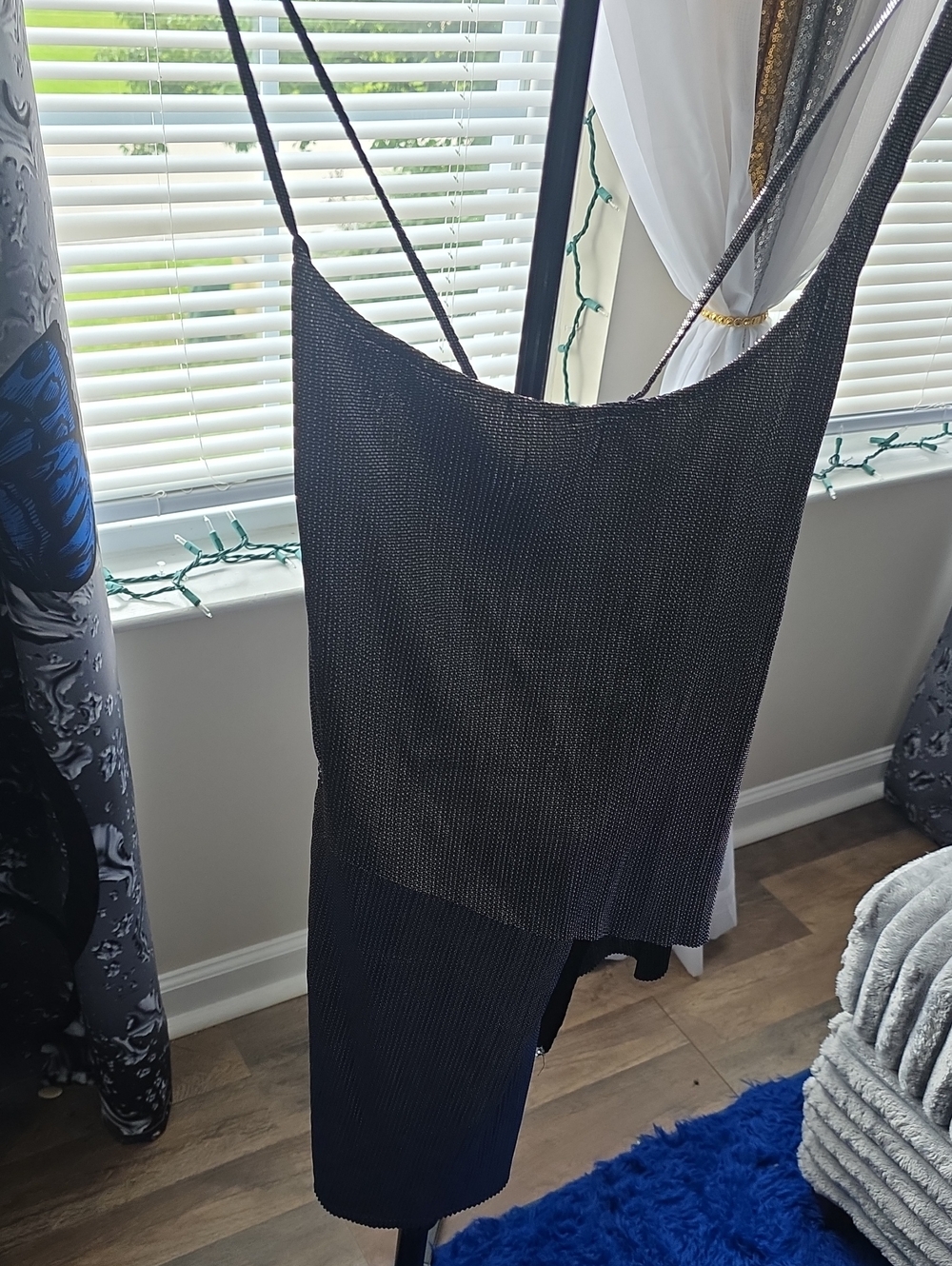 Lovers + Friends Black Shimmer Slip Romper